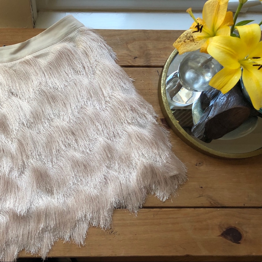 Cream fringe skirt